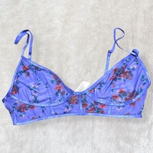 Free People Moonlight Mesh Corset Bra | Deep Purple Floral | Size XS | NWOT